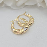 14k Gold Tricolor Heart Hoops - Double-sided - For Her - Lightweight & Fancy