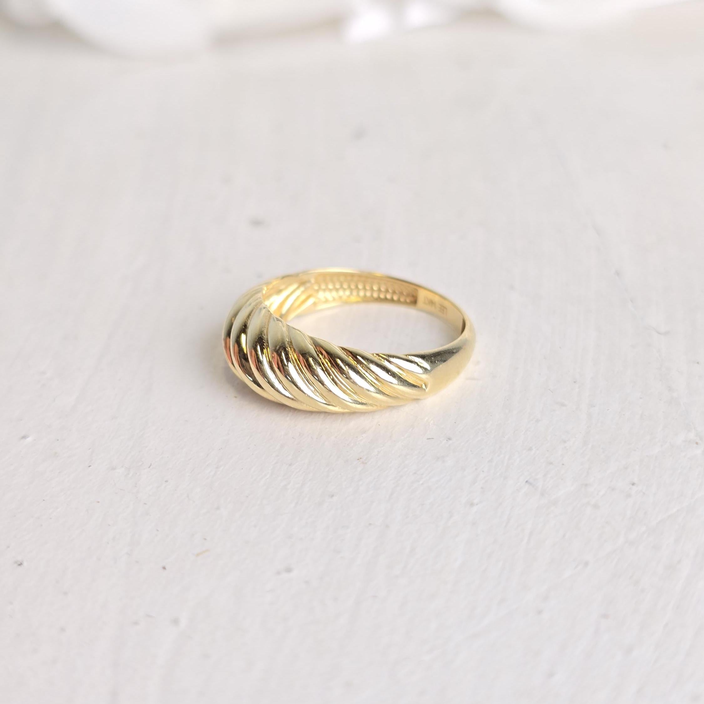 Solid 14k Gold Thick Dome Shrimp Ring - Fine jewelry - Gifts For Her - Bold & Elegant
