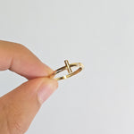 Dainty 14k Gold Cross Ring - CZ - Minimalist & Elegant - Modern Fine Gold Jewelry - Perfect Gift For Her