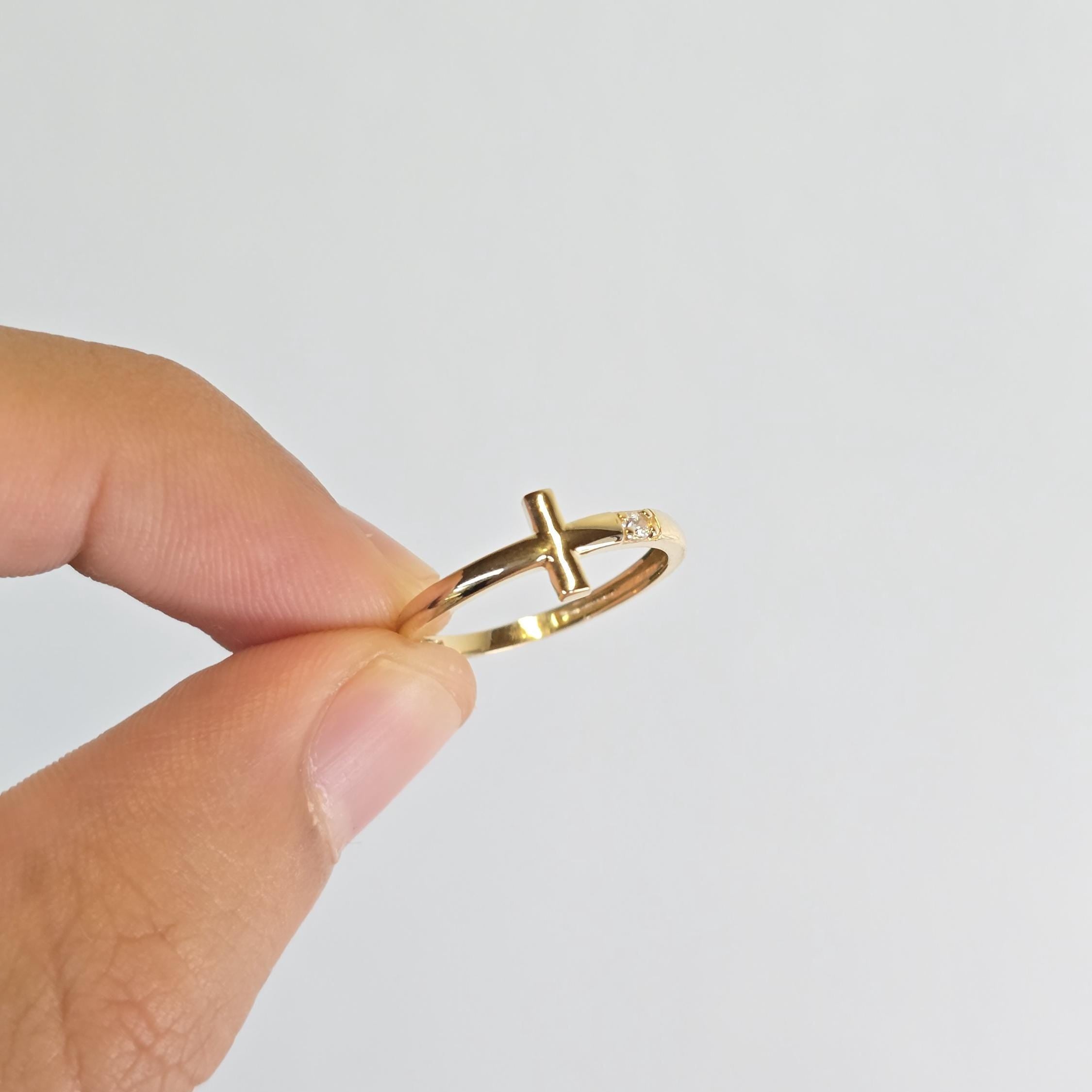 Dainty 14k Gold Cross Ring - CZ - Minimalist & Elegant - Modern Fine Gold Jewelry - Perfect Gift For Her