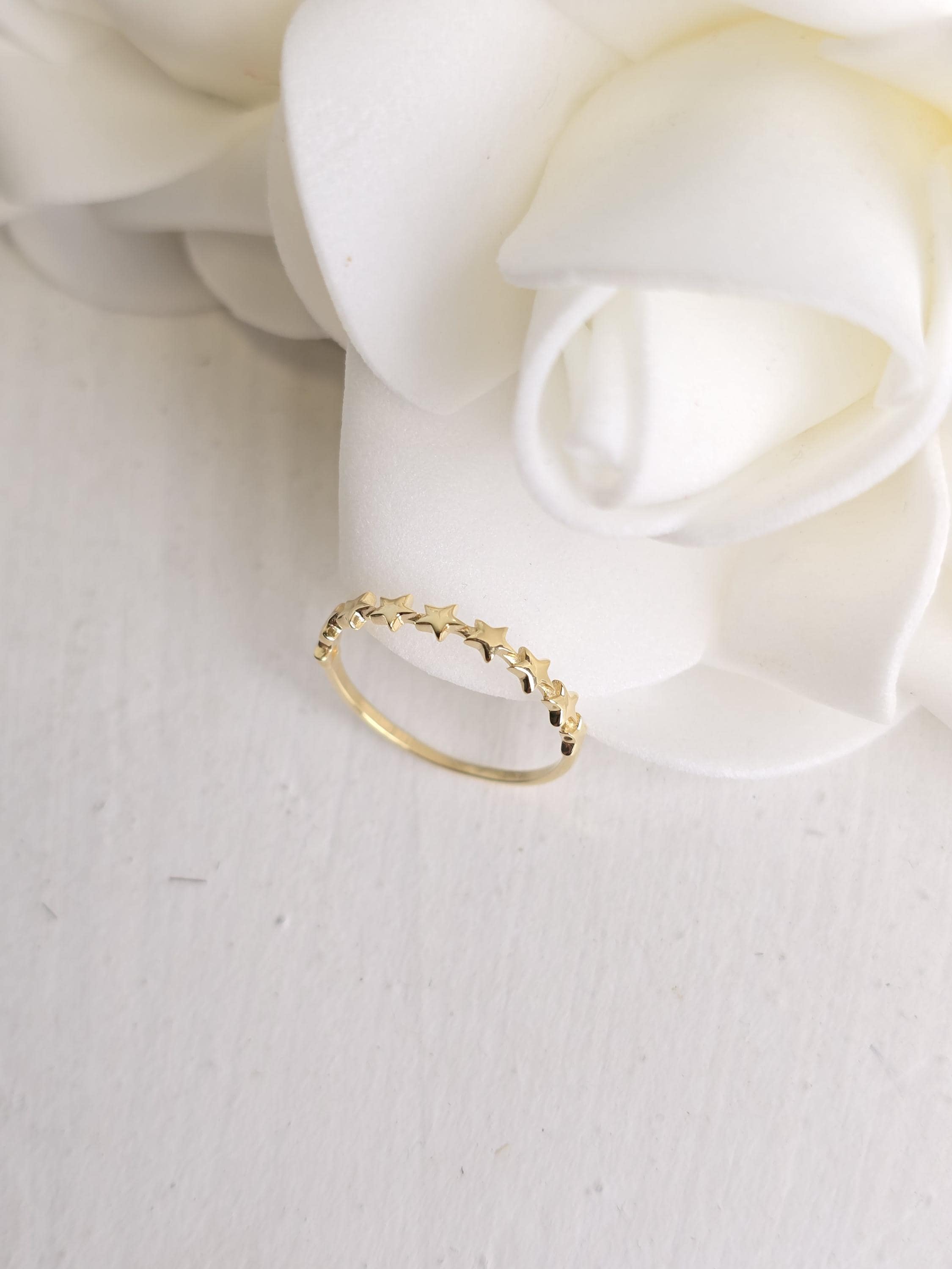 Dainty 14k Gold Stars Stackable Ring - Minimalist Jewelry - For Her - 14k Gold - Cute & Modern