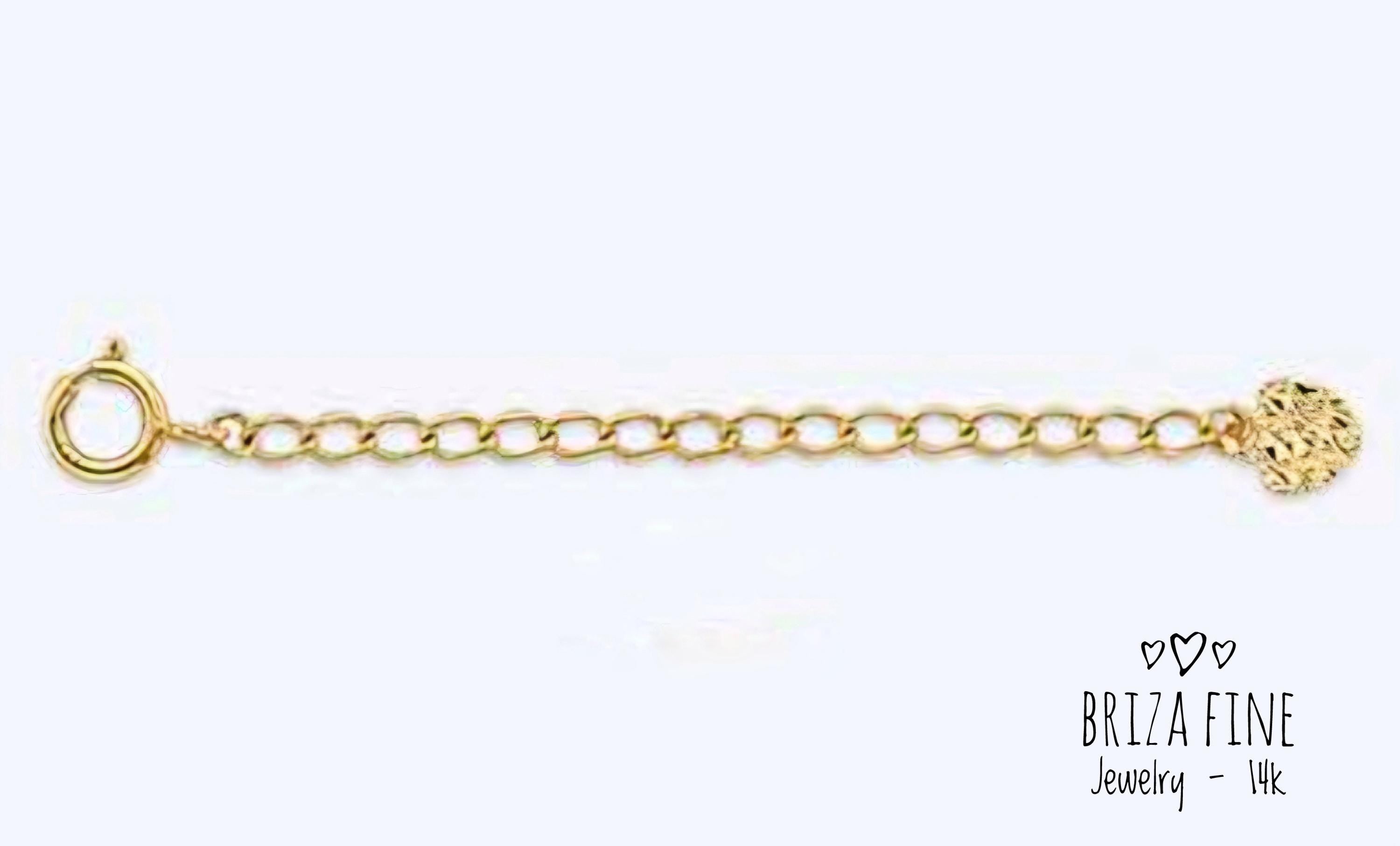 Solid 14k gold 2 Inches Chain Extender - Adjustable - Heart Extender