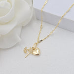 Dainty 14k Gold Cross/Heart/Anchor Charm Necklace - Minimalist Jewelry - Perfect Gift For Her - Real Gold