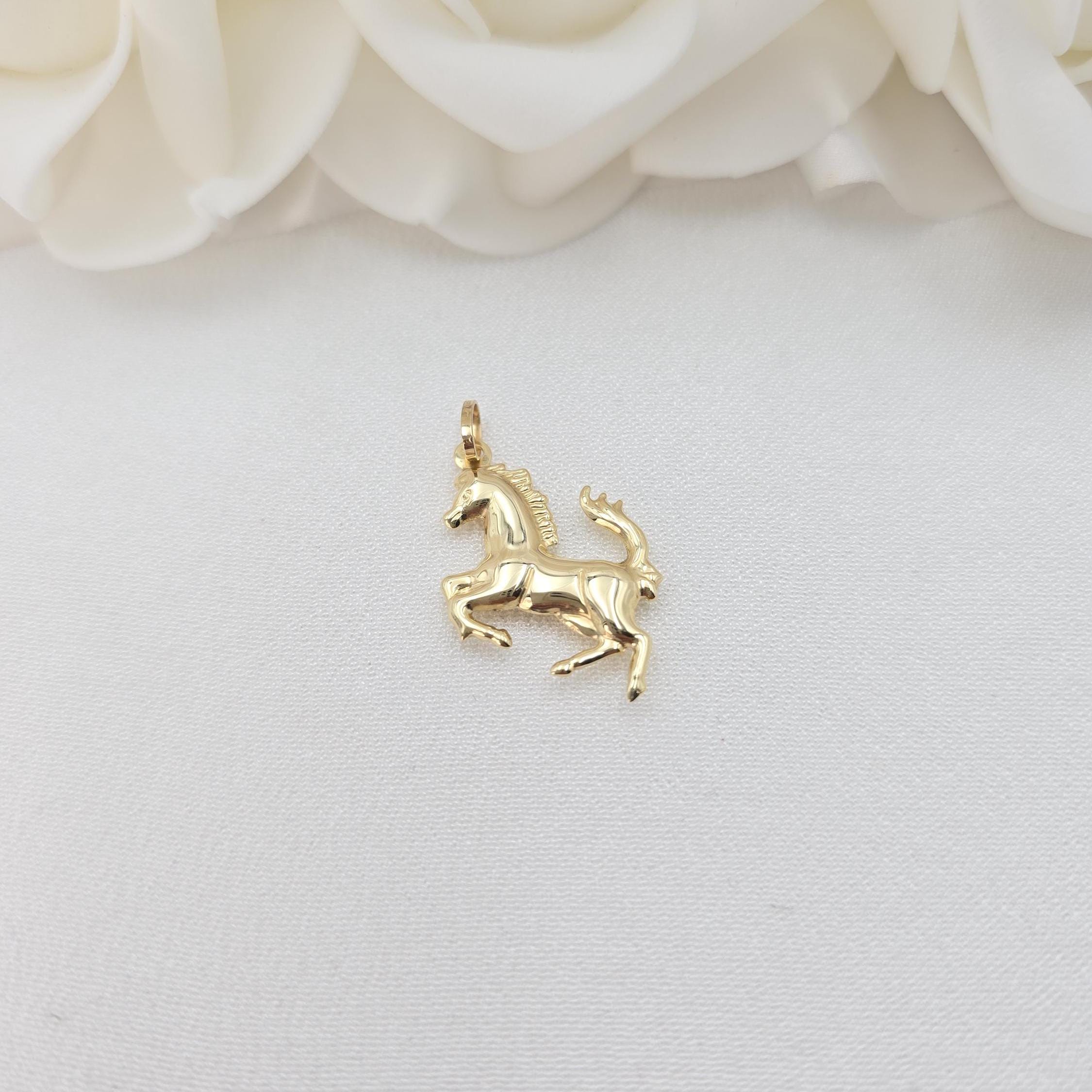Beautiful 14k Gold Horse Pendant - Unisex - Perfect Gift - Animal Jewelry - Christmas Gift, Birthday Gift