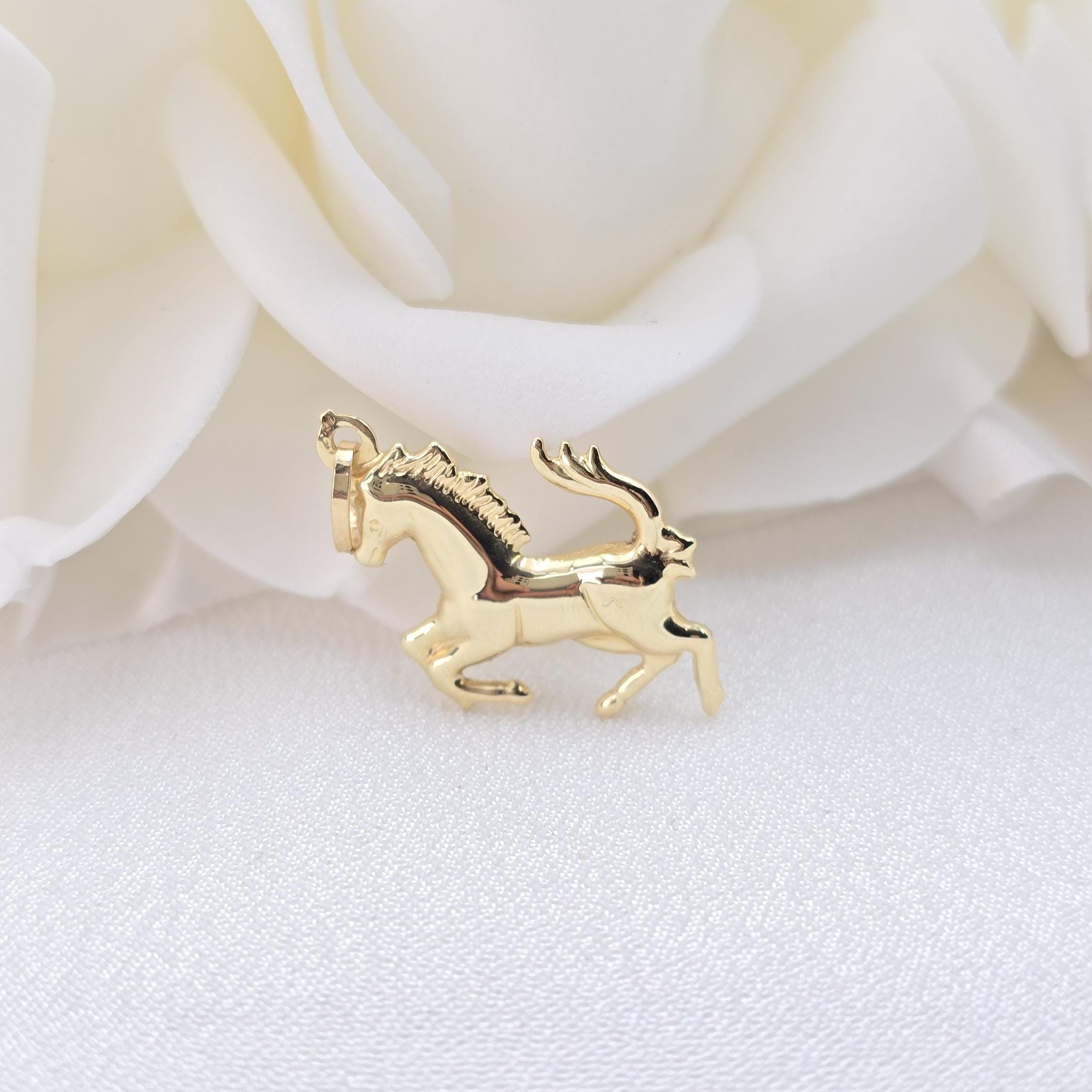 Beautiful 14k Gold Horse Pendant - Unisex - Perfect Gift - Animal Jewelry - Christmas Gift, Birthday Gift