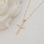 14k Gold Polished Cross Mirror Necklace - 14", 16", 18", 20" - Perfect Gift For Her - Modern Fine Jewelry