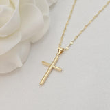14k Gold Polished Cross Mirror Necklace - 14", 16", 18", 20" - Perfect Gift For Her - Modern Fine Jewelry