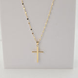 14k Gold Polished Cross Mirror Necklace - 14", 16", 18", 20" - Perfect Gift For Her - Modern Fine Jewelry