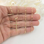 14k Gold Polished Cross Mirror Necklace - 14", 16", 18", 20" - Perfect Gift For Her - Modern Fine Jewelry