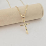 14k Gold Polished Cross Mirror Necklace - 14", 16", 18", 20" - Perfect Gift For Her - Modern Fine Jewelry