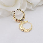 14k Gold Tricolor Heart Hoops - Double-sided - For Her - Lightweight & Fancy