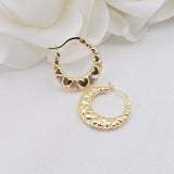 14k Gold Tricolor Heart Hoops - Double-sided - For Her - Lightweight & Fancy