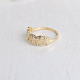 Solid 14k Gold Elephants Ring - Polished Gold - Fine Jewelry - Elegant & Everlasting Gift -