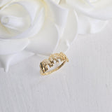Solid 14k Gold Elephants Ring - Polished Gold - Fine Jewelry - Elegant & Everlasting Gift -