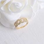 Solid 14k Gold Thick Pave Curb Ring - Statement Ring - Fine Jewelry For Her - CZ - Shiny & Fancy