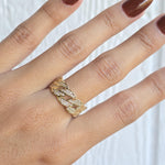 Solid 14k Gold Thick Pave Curb Ring - Statement Ring - Fine Jewelry For Her - CZ - Shiny & Fancy