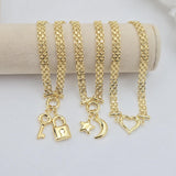 Solid 14k Gold Charm Bracelets - Heart Charm - Moon & Star - Key lock - For Her - Bismarck Bracelets