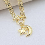 Solid 14k Gold Charm Bracelets - Heart Charm - Moon & Star - Key lock - For Her - Bismarck Bracelets
