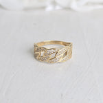 Solid 14k Gold Pave Curb Ring - CZ Ring - For Her - Unique & Shiny - Perfect Gift