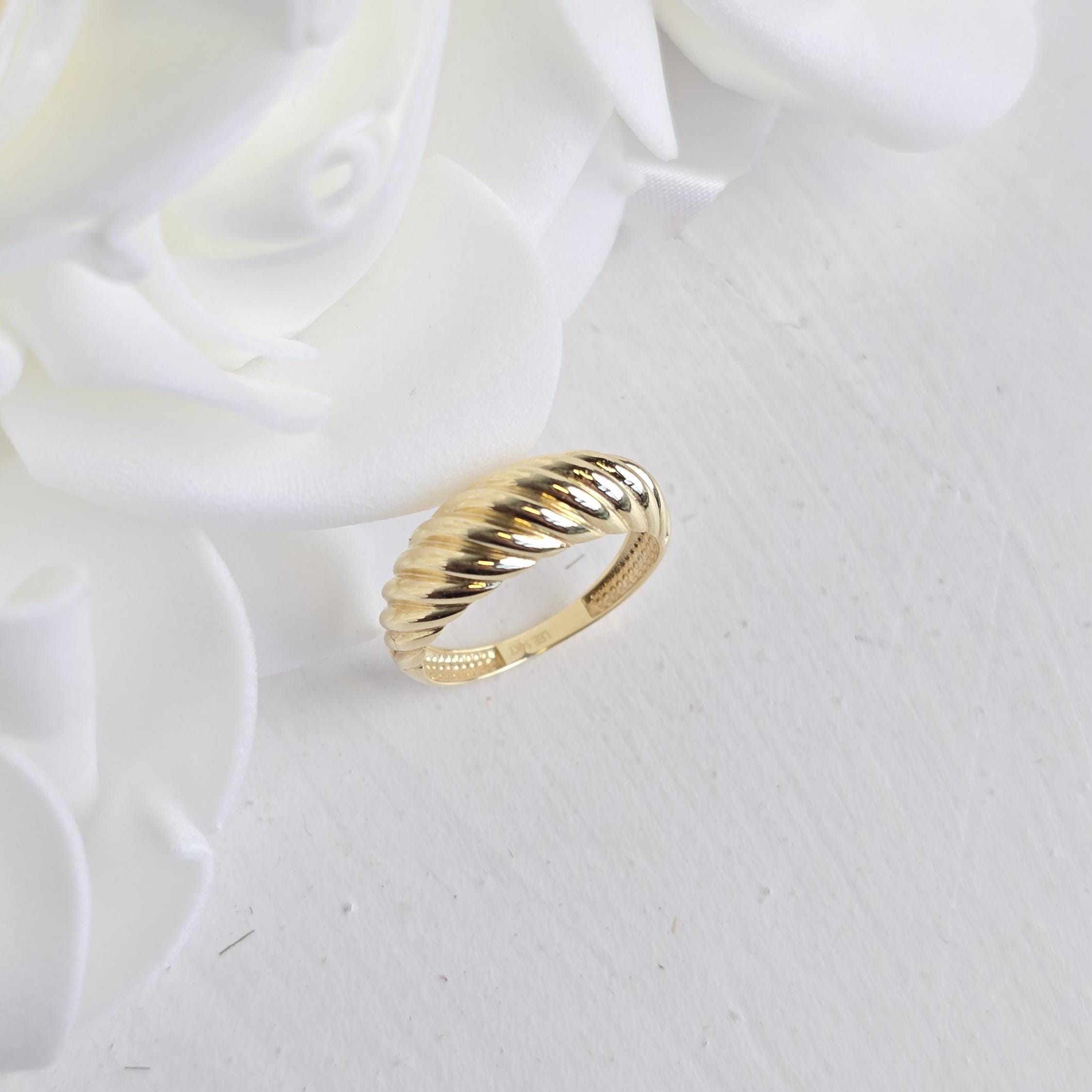 Solid 14k Gold Thick Dome Shrimp Ring - Fine jewelry - Gifts For Her - Bold & Elegant