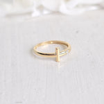 Dainty 14k Gold Cross Ring - CZ - Minimalist & Elegant - Modern Fine Gold Jewelry - Perfect Gift For Her