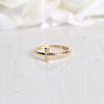 Dainty 14k Gold Cross Ring - CZ - Minimalist & Elegant - Modern Fine Gold Jewelry - Perfect Gift For Her