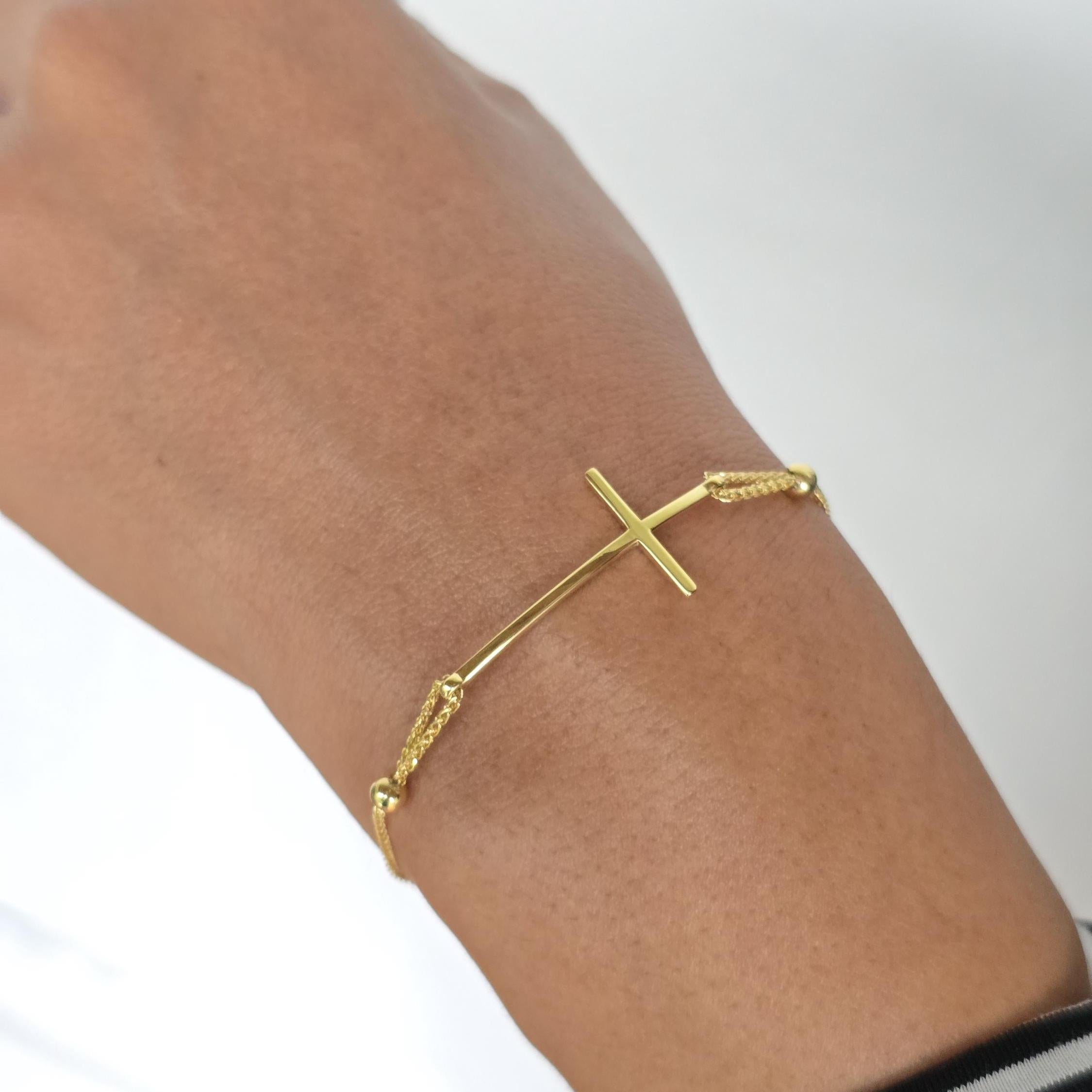 14k Gold Cross Bracelet