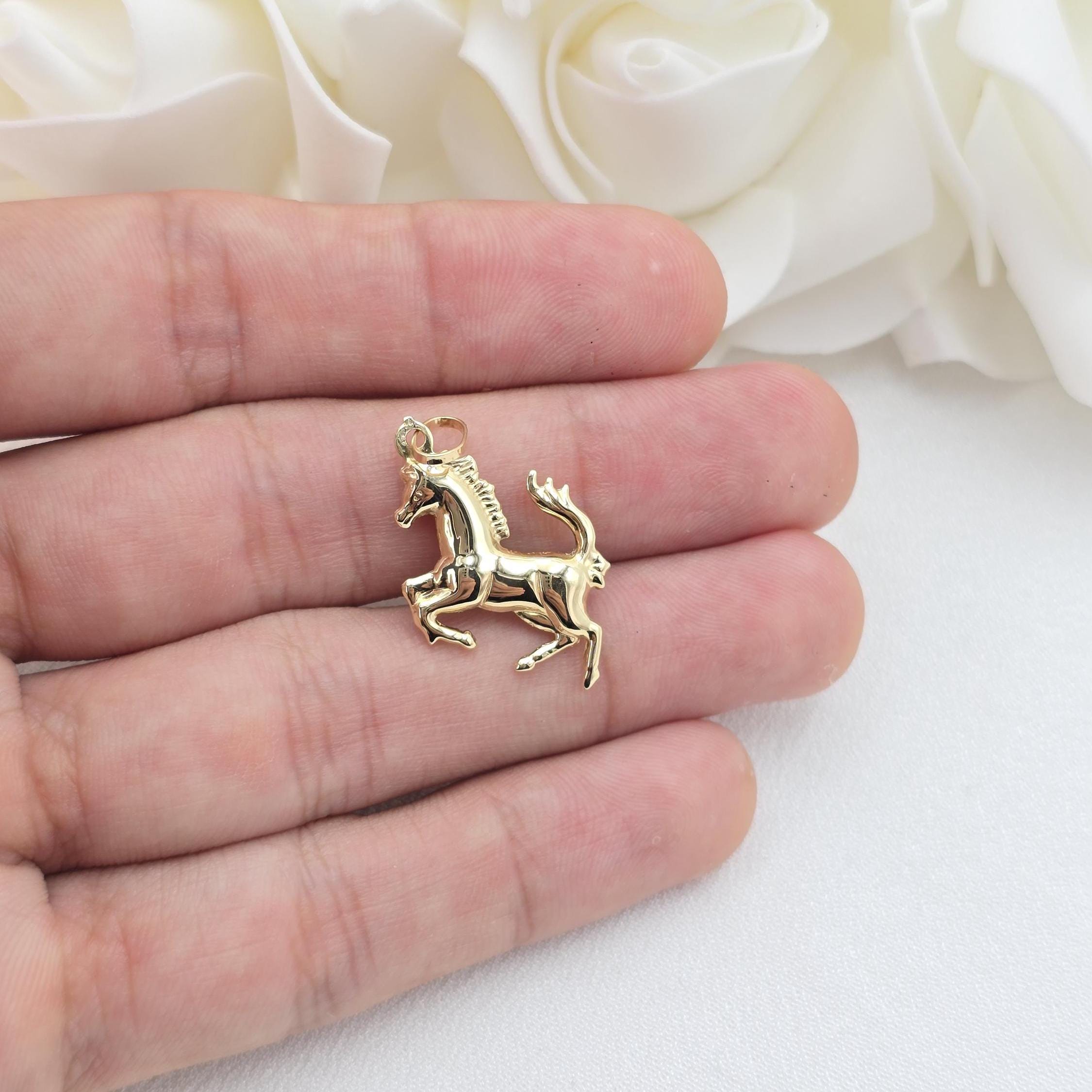 Beautiful 14k Gold Horse Pendant - Unisex - Perfect Gift - Animal Jewelry - Christmas Gift, Birthday Gift