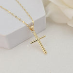 14k Gold Polished Cross Mirror Necklace - 14", 16", 18", 20" - Perfect Gift For Her - Modern Fine Jewelry