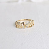 Solid 14k Gold Elephants Ring - Polished Gold - Fine Jewelry - Elegant & Everlasting Gift -