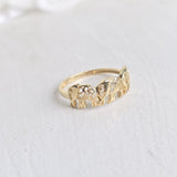 Solid 14k Gold Elephants Ring - Polished Gold - Fine Jewelry - Elegant & Everlasting Gift -