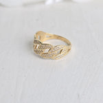 Solid 14k Gold Thick Pave Curb Ring - Statement Ring - Fine Jewelry For Her - CZ - Shiny & Fancy