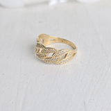Solid 14k Gold Thick Pave Curb Ring - Statement Ring - Fine Jewelry For Her - CZ - Shiny & Fancy