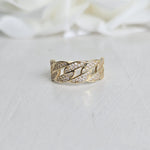 Solid 14k Gold Thick Pave Curb Ring - Statement Ring - Fine Jewelry For Her - CZ - Shiny & Fancy