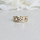 Solid 14k Gold Thick Pave Curb Ring - Statement Ring - Fine Jewelry For Her - CZ - Shiny & Fancy