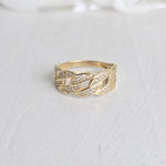 Solid 14k Gold Thick Pave Curb Ring - Statement Ring - Fine Jewelry For Her - CZ - Shiny & Fancy