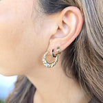 14k Gold Tricolor Heart Hoops - Double-sided - For Her - Lightweight & Fancy