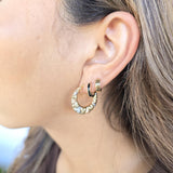14k Gold Tricolor Heart Hoops - Double-sided - For Her - Lightweight & Fancy