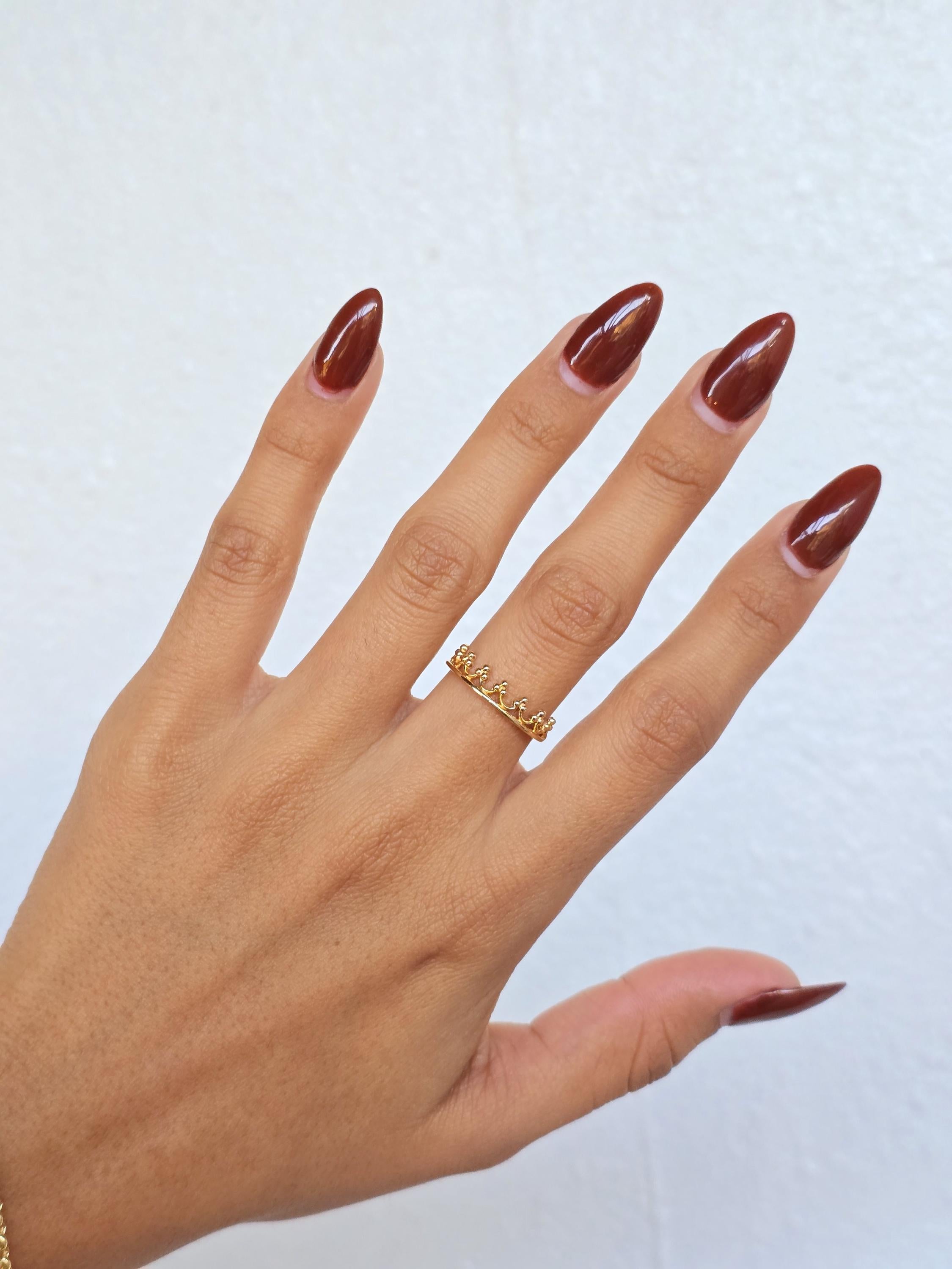 Solid 14k Gold Stackable Crown Ring