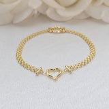 Solid 14k Gold Charm Bracelets - Heart Charm - Moon & Star - Key lock - For Her - Bismarck Bracelets