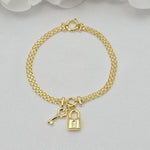 Solid 14k Gold Charm Bracelets - Heart Charm - Moon & Star - Key lock - For Her - Bismarck Bracelets