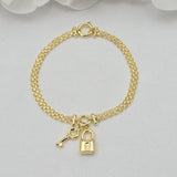Solid 14k Gold Charm Bracelets - Heart Charm - Moon & Star - Key lock - For Her - Bismarck Bracelets