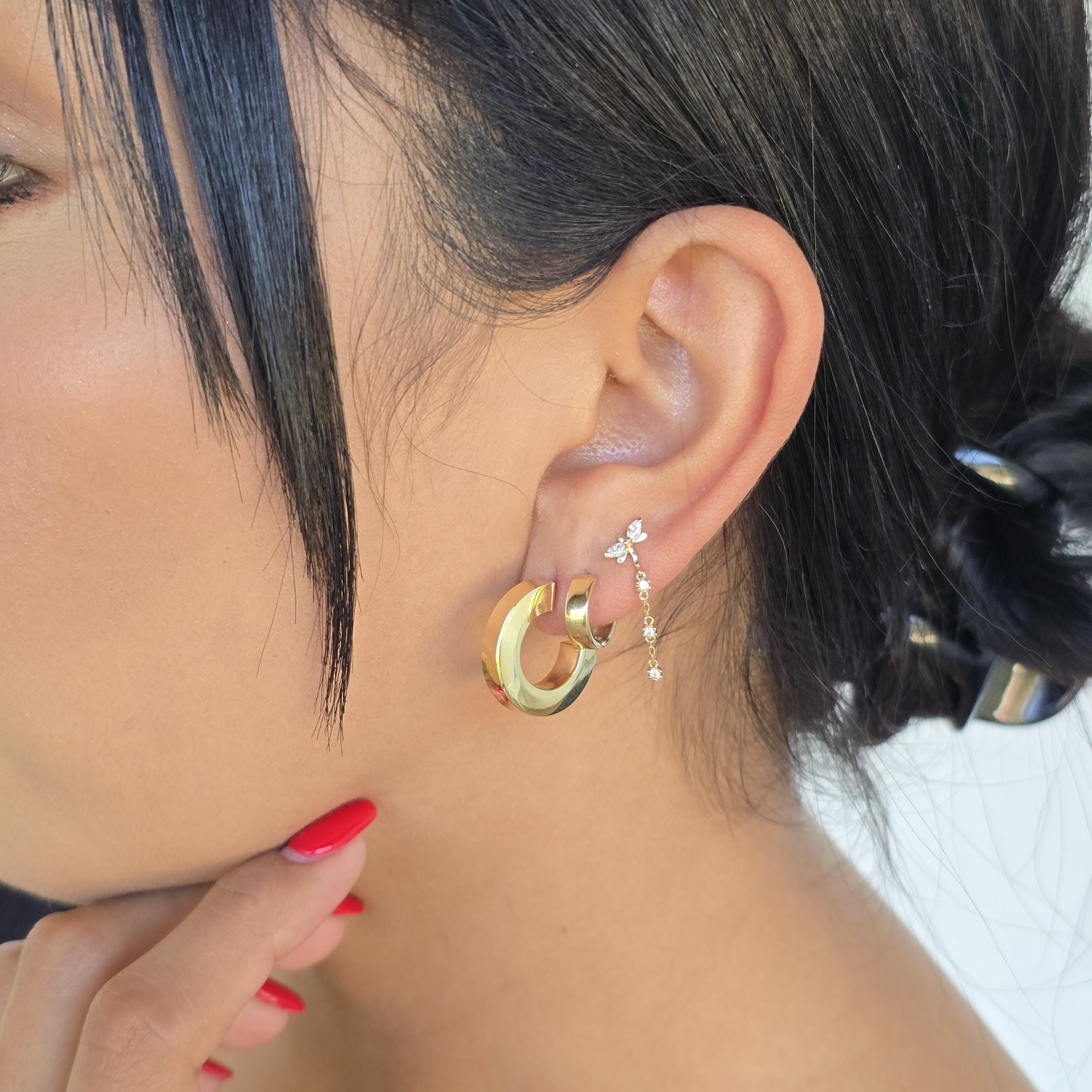 14k Gold Polished Earrings - C hoops