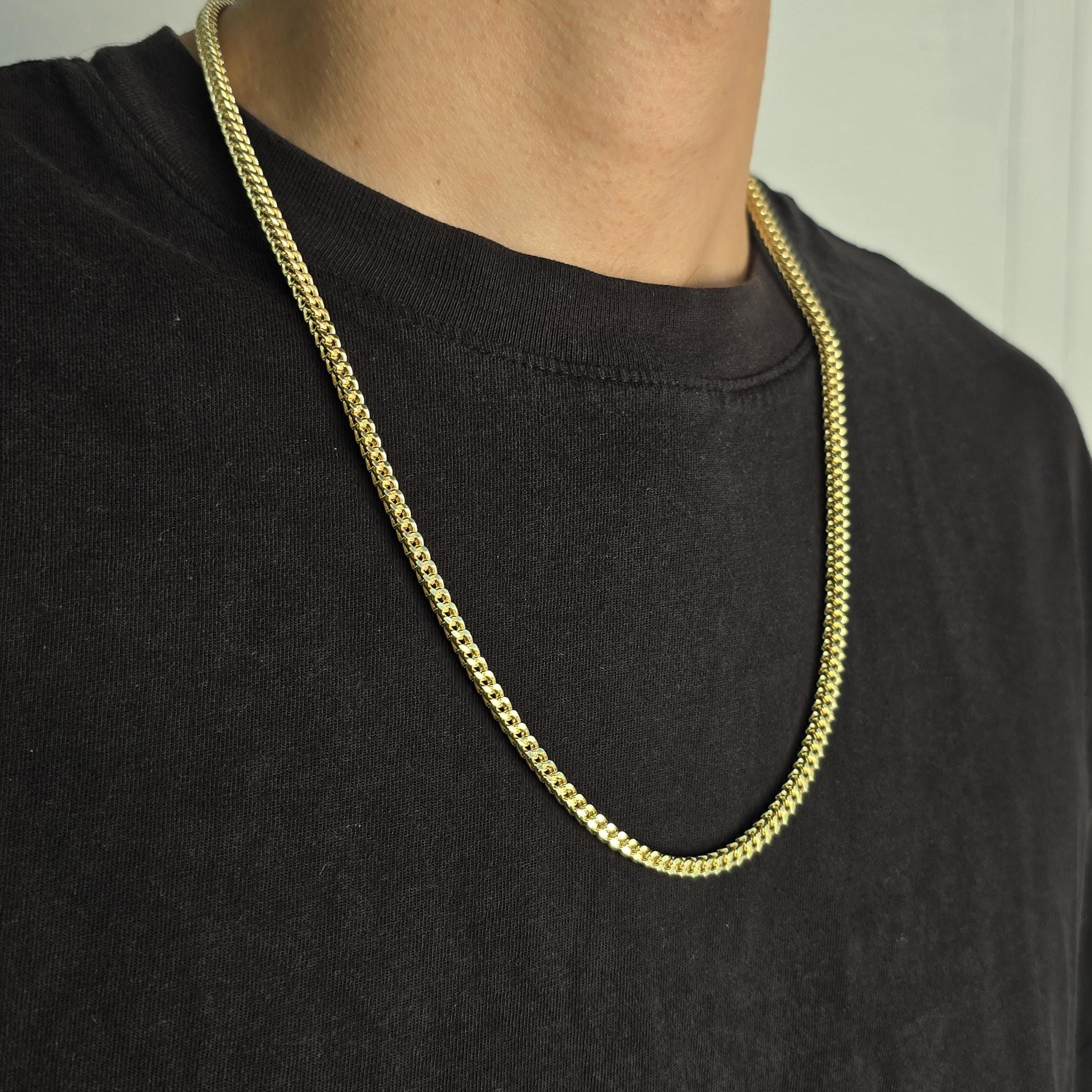 Real 14k Gold 4MM Thick Square Franco Chain - 24 Inches