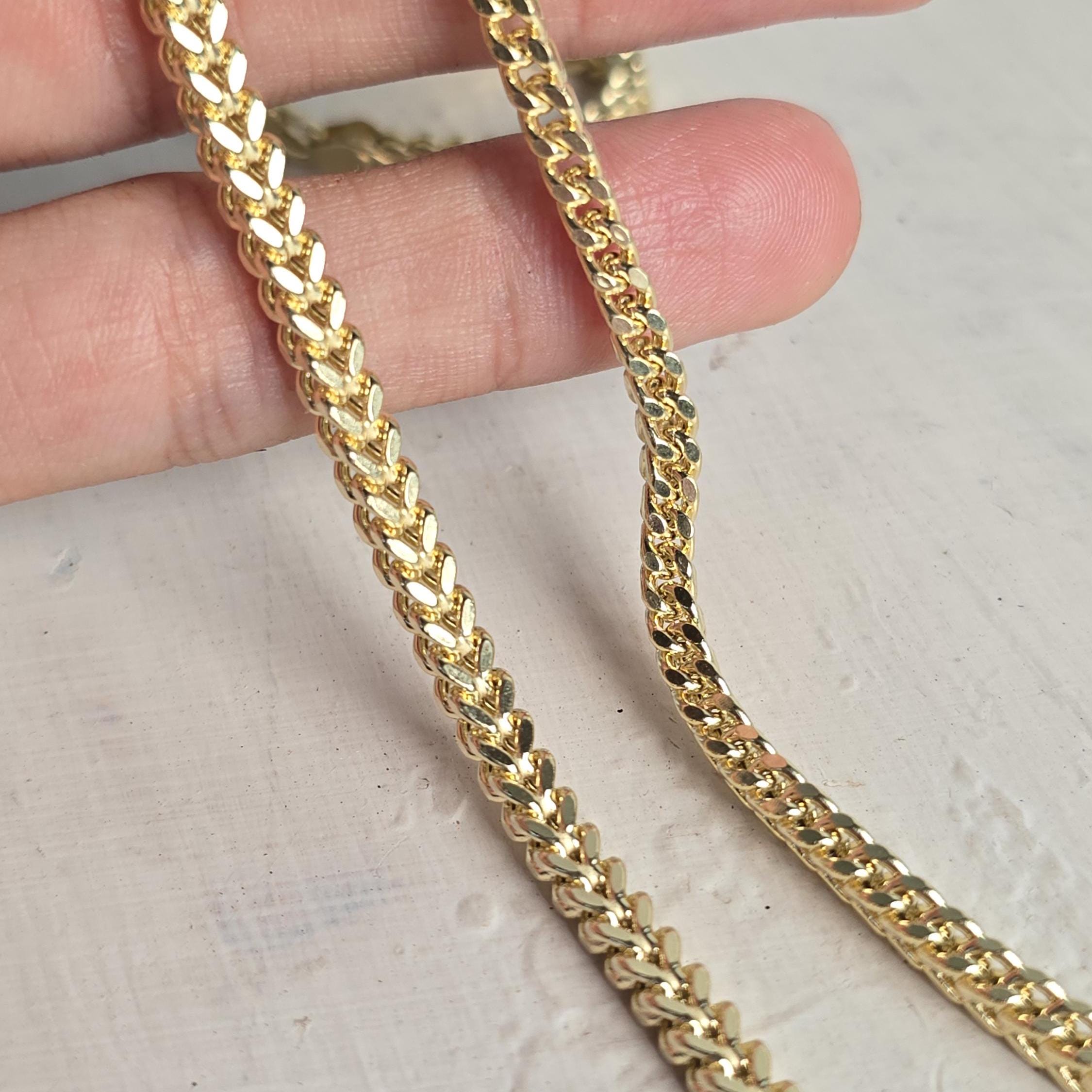 Real 14k Gold 4MM Thick Square Franco Chain - 24 Inches