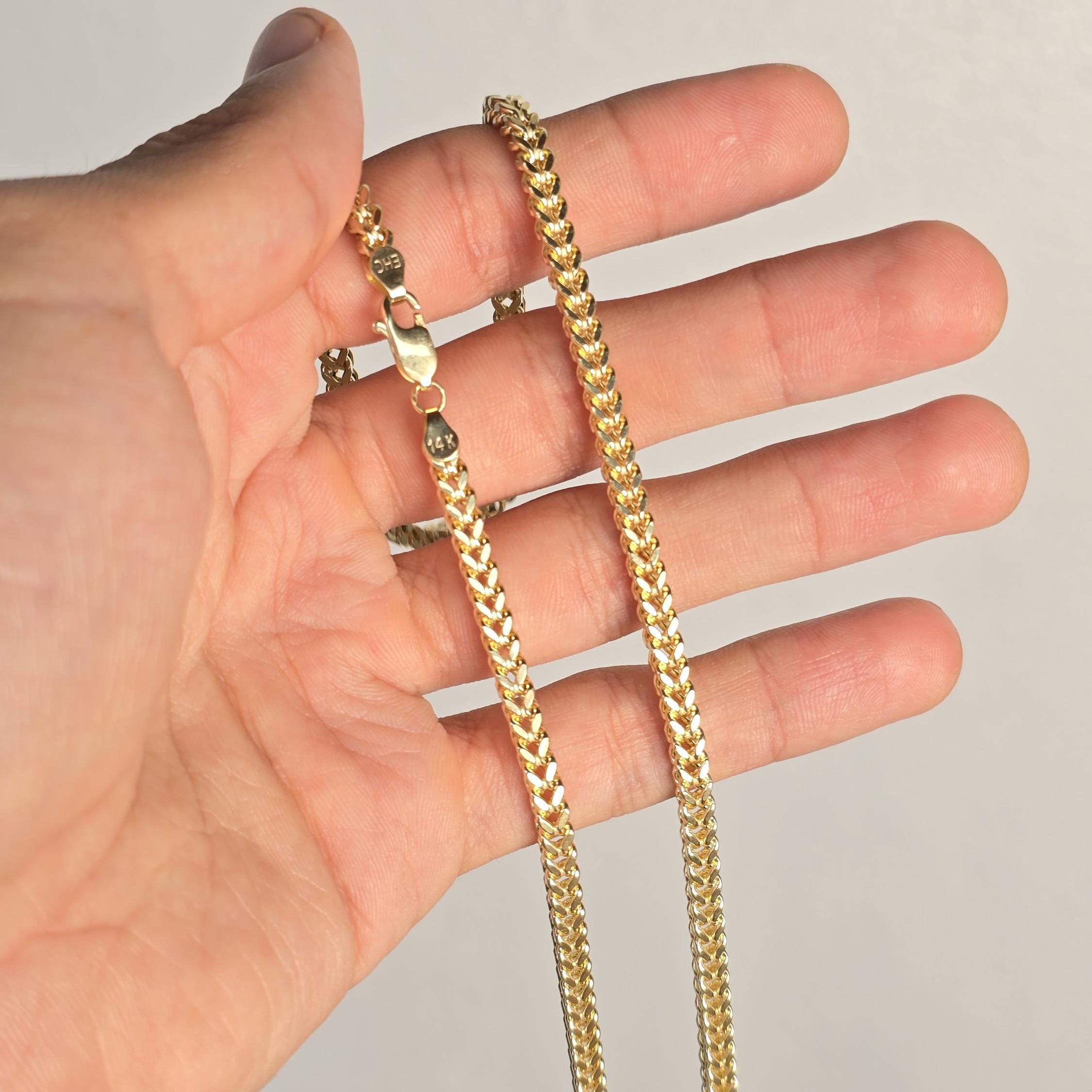 Real 14k Gold 4MM Thick Square Franco Chain - 24 Inches