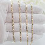 Solid 14k Gold Valentino Star Tricolor Chain - 2.5mm - 3.3mm