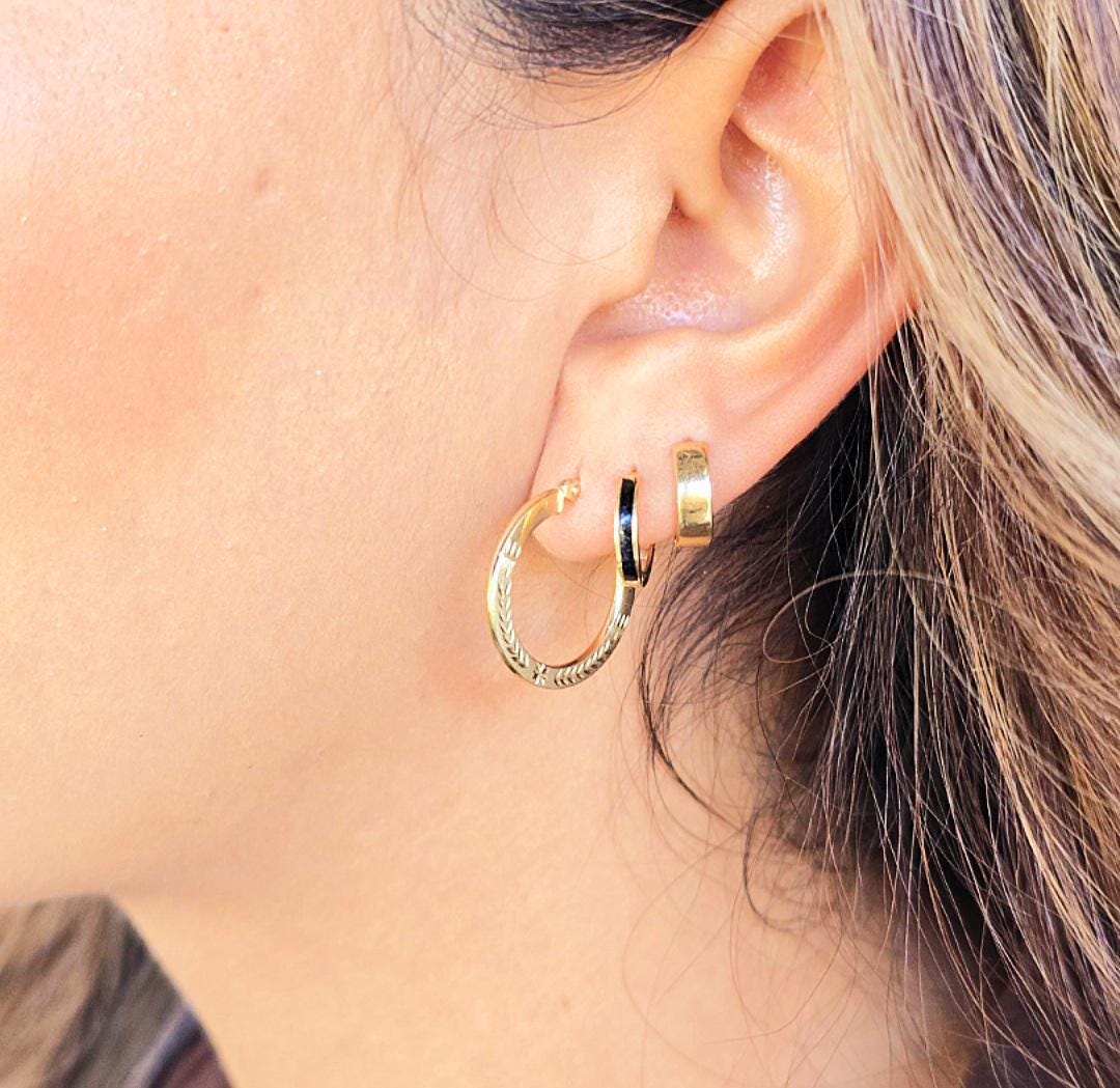 20mm, 25mm 30mm 14k Gold Diamond Cut Hoop Earrings - Fine Jewelry - Real Gold - For Her