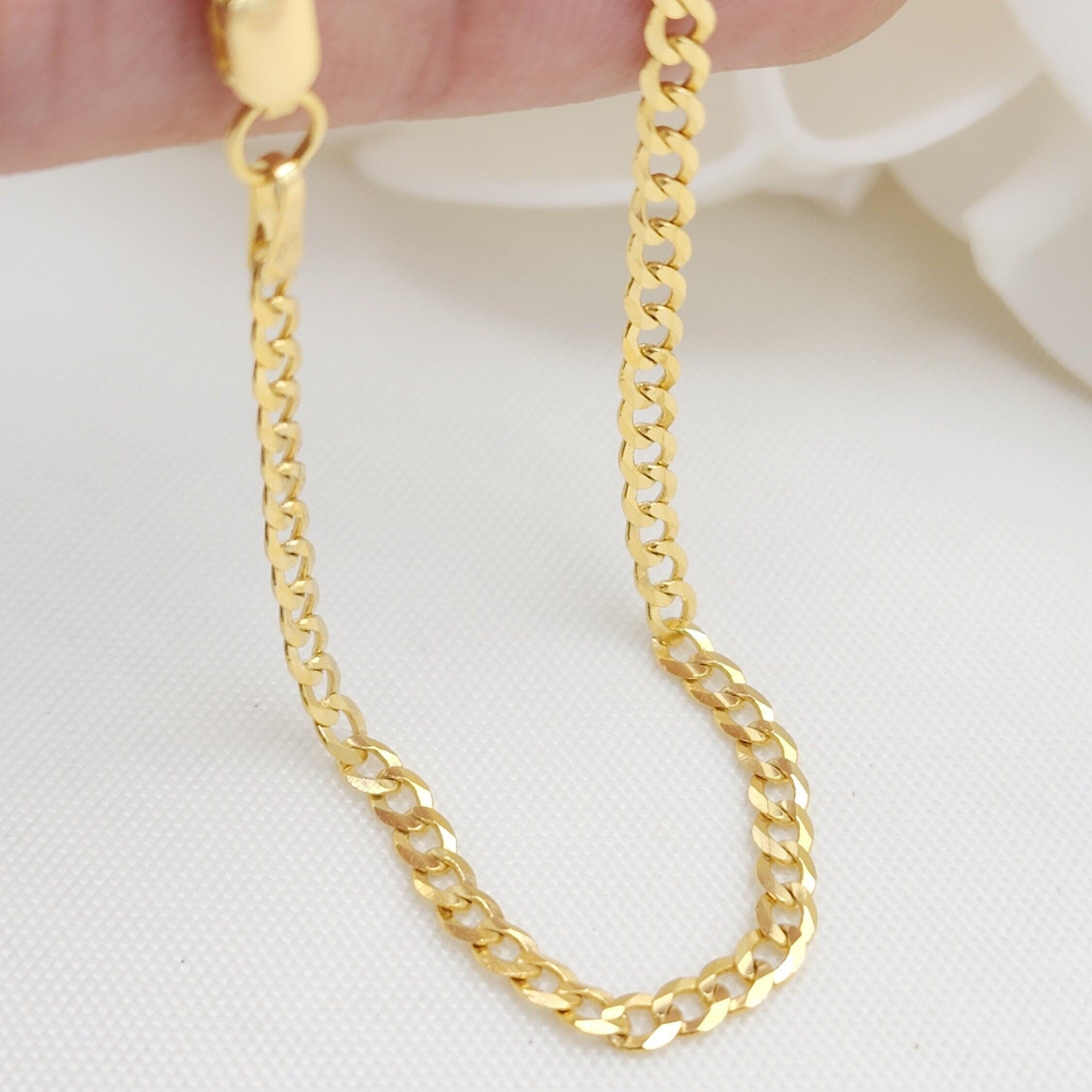 Solid 14k Gold 2.5mm Curb Cuban Link Chains - 16", 18", 20", 22", 24" - Cuban Link - For Her - For Him - For kids
