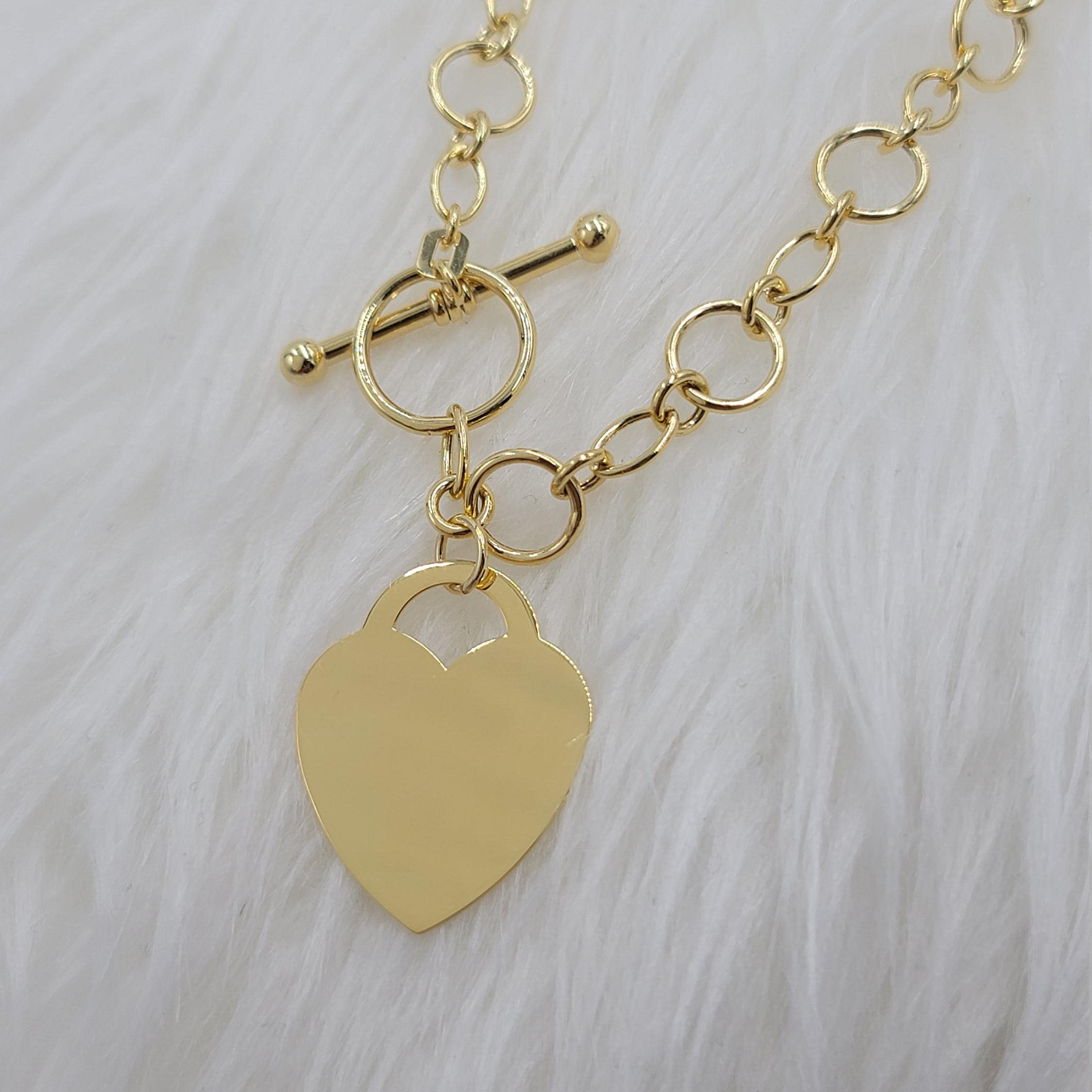 14K Yellow Gold Toggle Heart Necklace - Fancy jewelry - Fine jewelry - Everlasting -